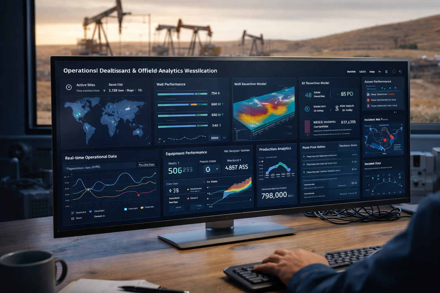 Operational dashboard and oilfield analytics visualization